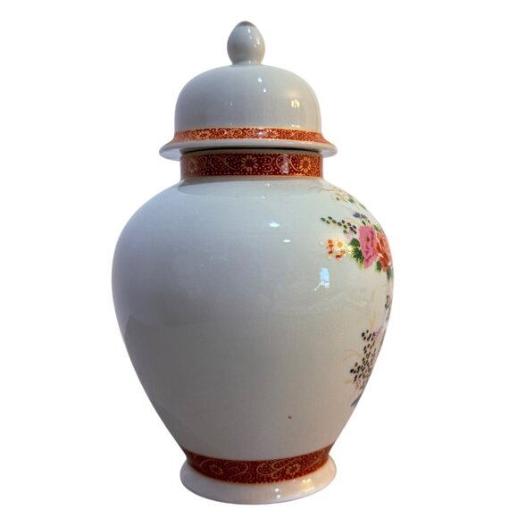 Satsuma Peacock Ginger Jar Decorative Japanese Bird Vase 7" Floral VTG Home Deco - Picture 5 of 13